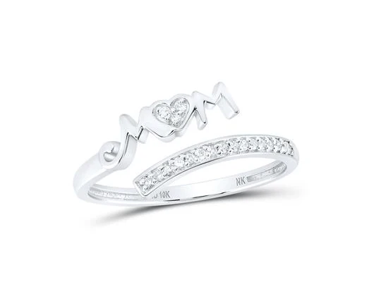 10kt  Gold Womens Round Diamond  Mom Nicoles Dream Collection Ring 1/12 Cttw - Image 2