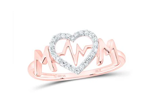 10kt White Gold Womens Round Diamond Heartbeat Mom Nicoles Dream Collection Ring 1/10 Cttw - Image 3
