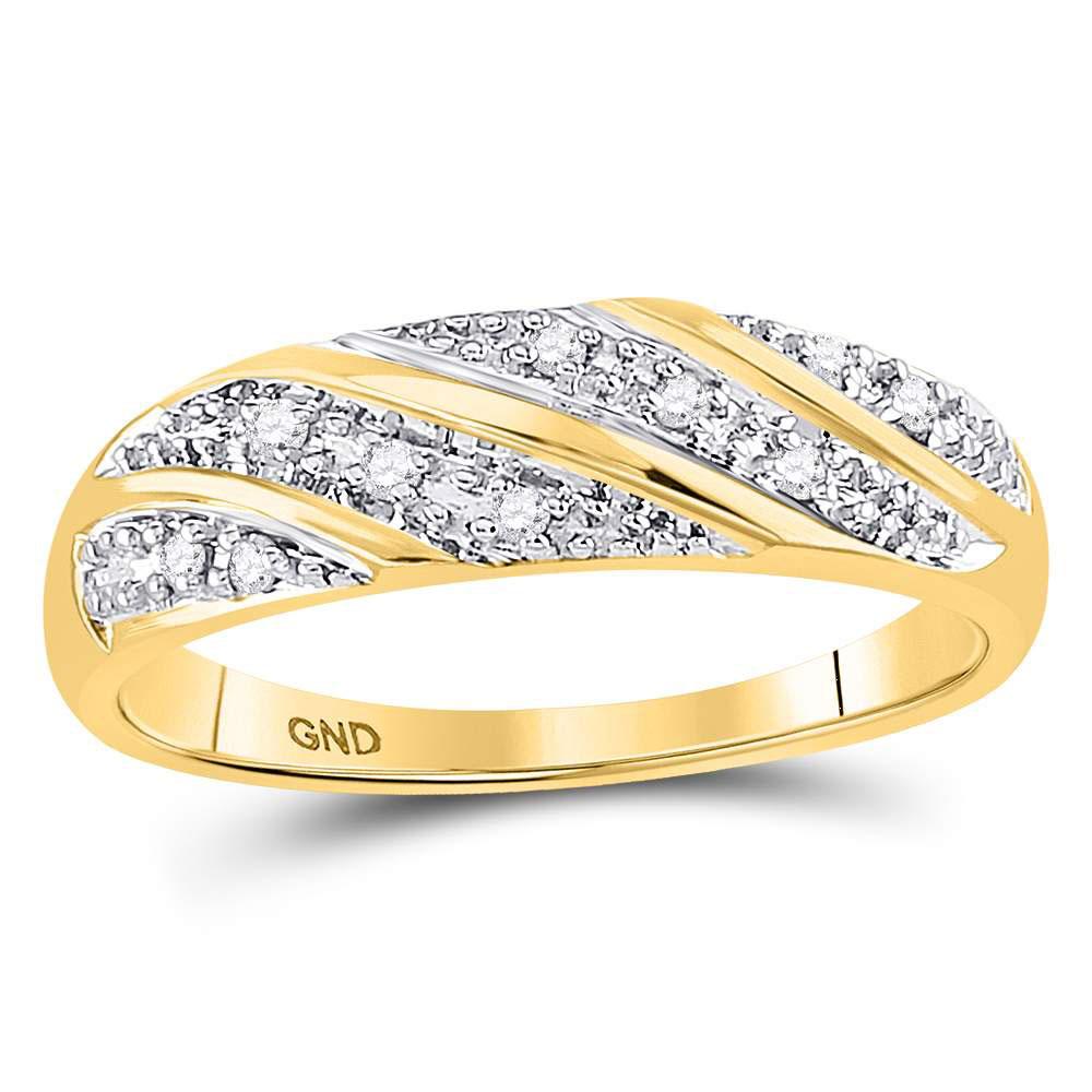 10kt Yellow Gold His Hers Round Diamond Square Matching Wedding Set 1/3 Cttw - Image 3