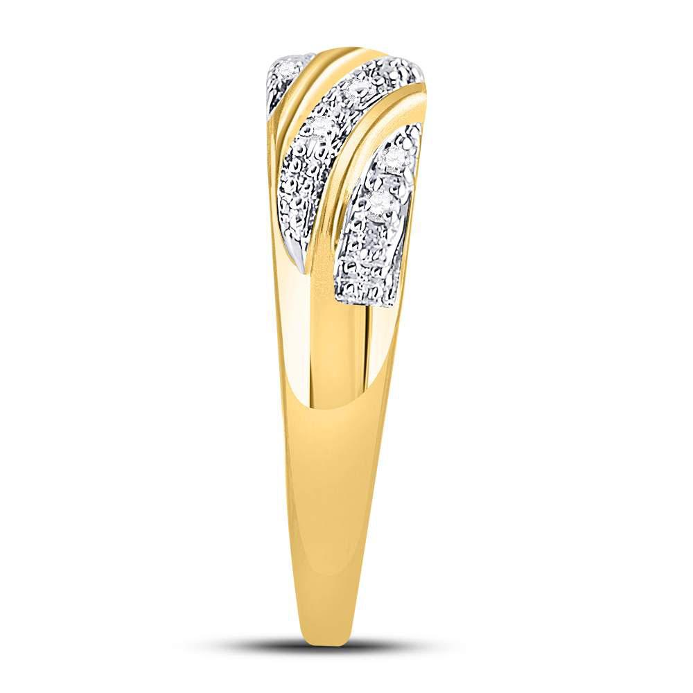 10kt Yellow Gold His Hers Round Diamond Square Matching Wedding Set 1/3 Cttw - Image 4