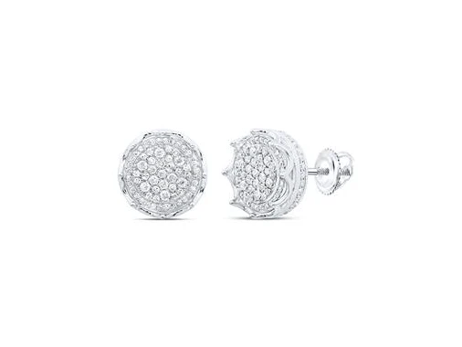 10kt Gold Mens Round Diamond 1CTW-NAT DIA P1 ROUND MENS EARRING - Image 2