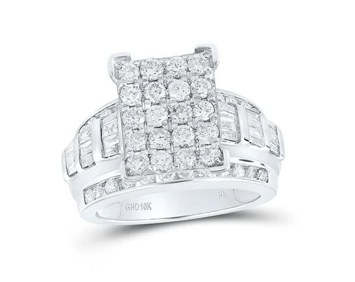 10kt  Gold Round Diamond Cindys Dream Cluster Bridal Wedding Engagement Ring 2 Cttw - Image 3