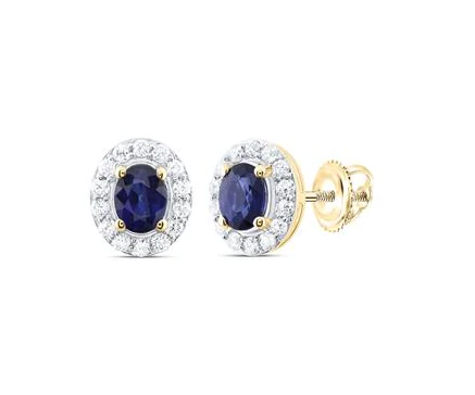 14k Yellow women 1/8CTW-NAT DIA CN 4X3MM OV-BS NAT GEM EARRING