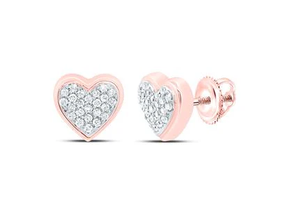 10kt Womens Round Diamond Heart Cluster Stud Earrings 1/8 Cttw - Image 3