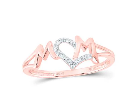 10kt Yellow Gold Womens Round Diamond Mom Nicoles Dream Collection Ring 1/12 Cttw - Image 3