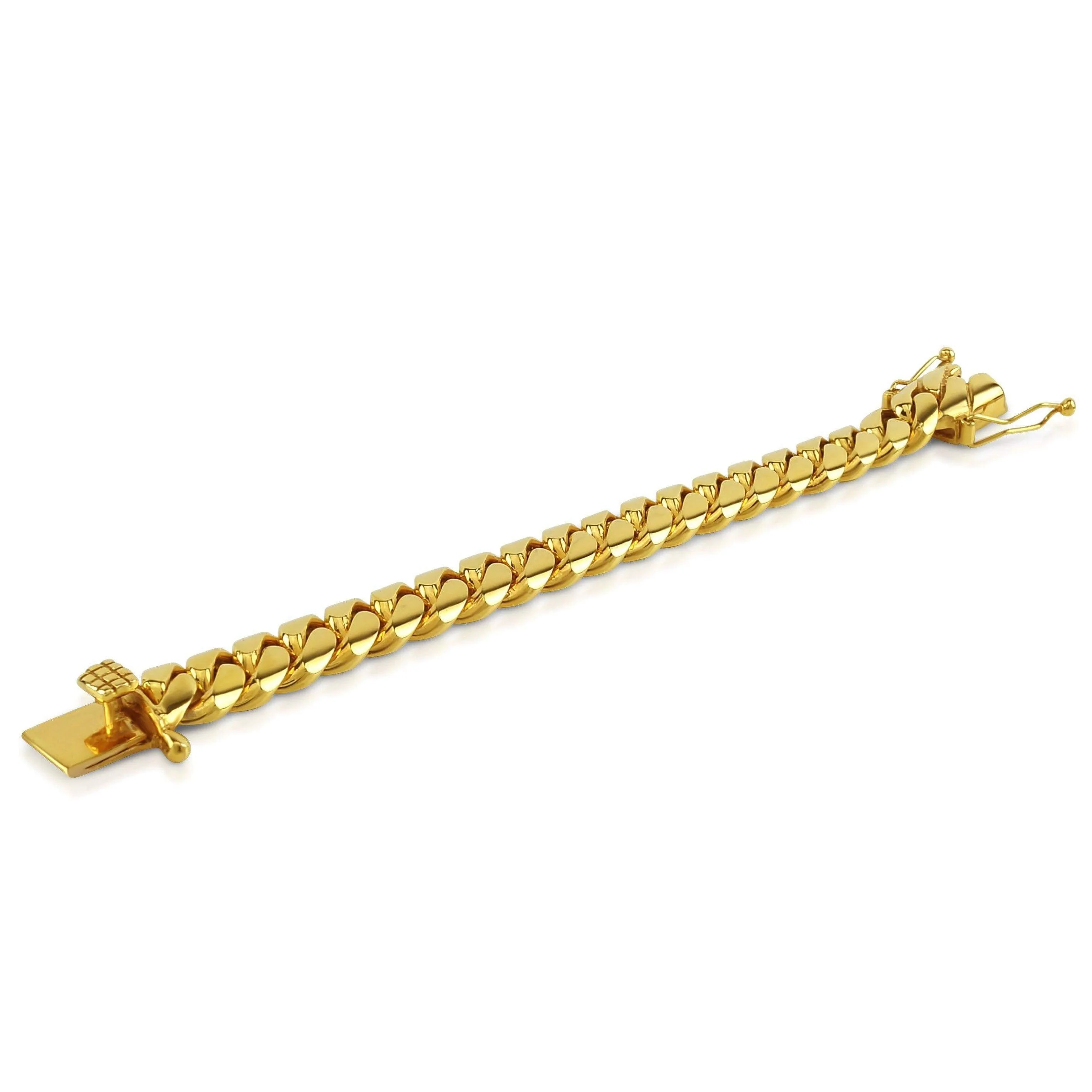 12mm Solid Cuban Link Bracelet in 18K Yellow Gold - Image 3