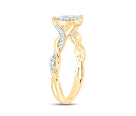 14kt yellow  Gold Round Diamond Cluster Bridal Wedding Ring Band Set 1/2 Cttw - Image 3