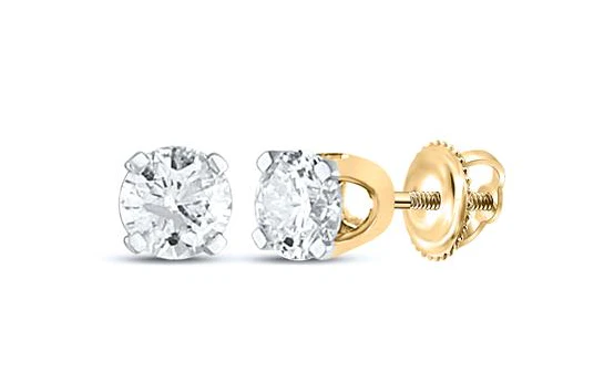 14kt Gold Womens Round Diamond Solitaire Earrings 1/4 Cttw (Certified)