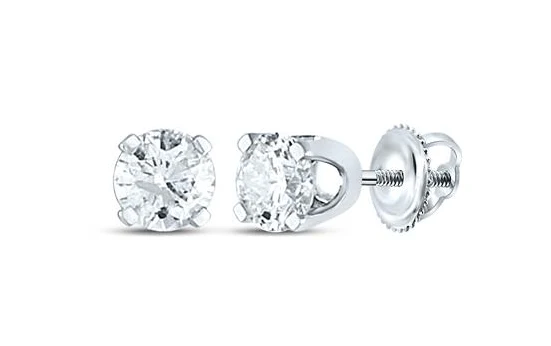 14kt Gold Womens Round Diamond Solitaire Earrings 1/4 Cttw (Certified) - Image 2
