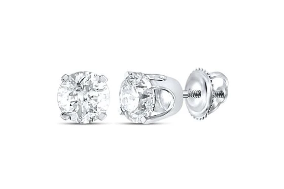14kt Gold Womens Round Diamond Solitaire Earrings 3/8 Cttw (Certified) - Image 2