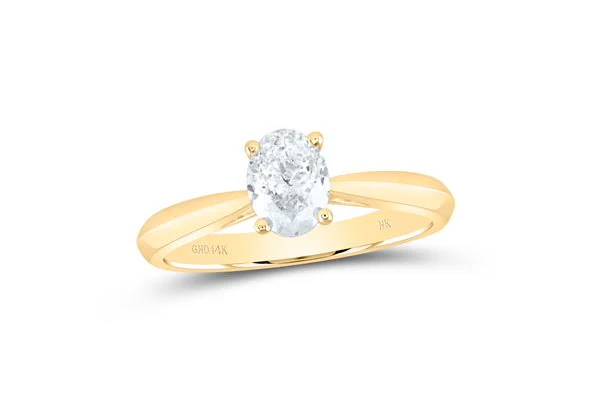 14kt Yellow Gold Round Diamond 1/4CTW-NAT DIA I1 IJ OVAL SOLITAIRE RING