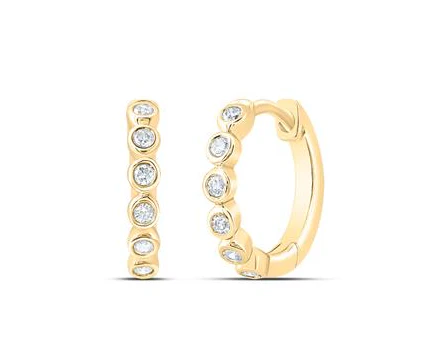 10kt  Womens 1/10CTW-NAT DIA CN GIFT HOOP EARRING