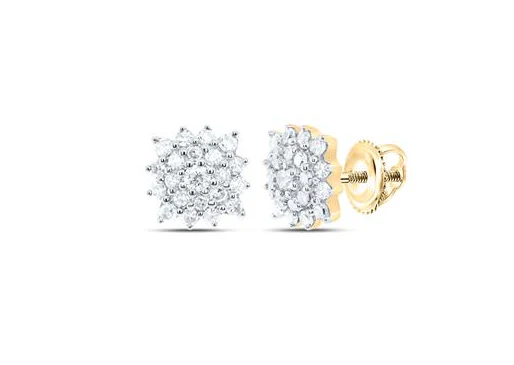 10kt Yellow Gold Womens 1/5CTW-NAT DIA NK GIFT CUSHION EARRING