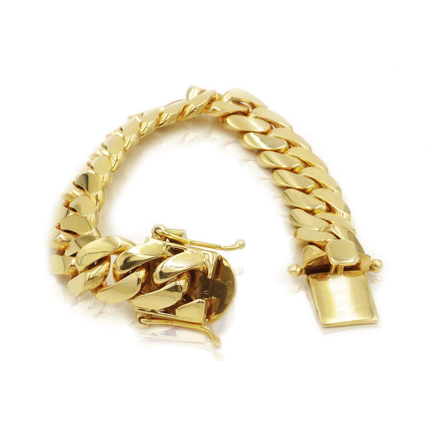 14mm Solid Cuban Link Bracelet in 18K Yellow Gold - Image 2