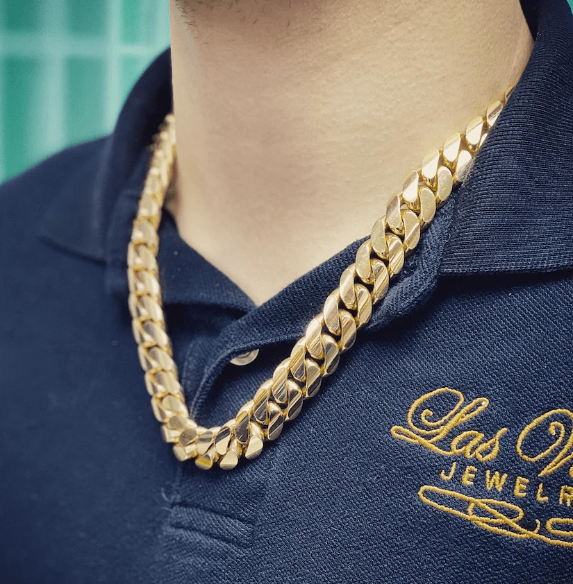 15mm Cuban Link Chain in 10K Solid Gold - Image 4