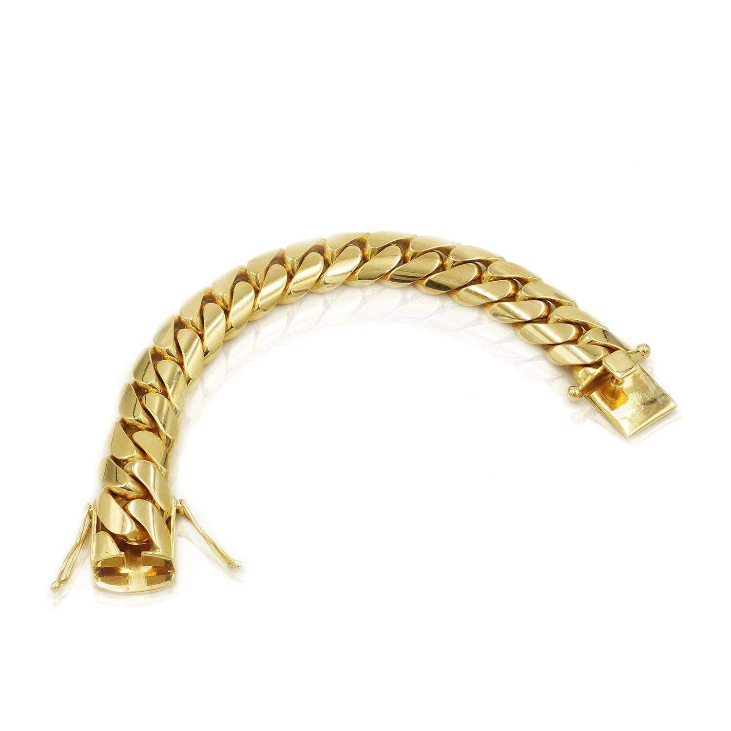 22mm Solid Cuban Link Bracelet in 10K Yellow Gold - Image 2