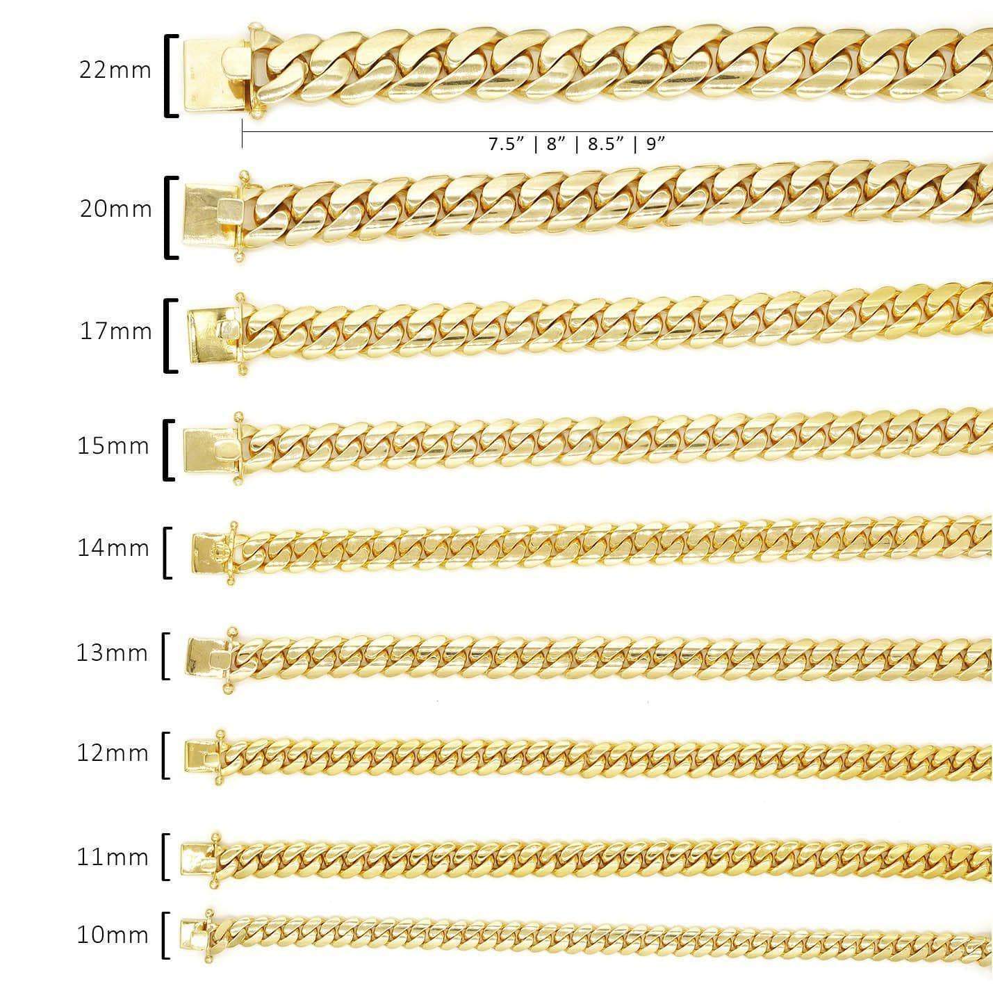 22mm Solid Cuban Link Bracelet in 14K Yellow Gold - Image 3