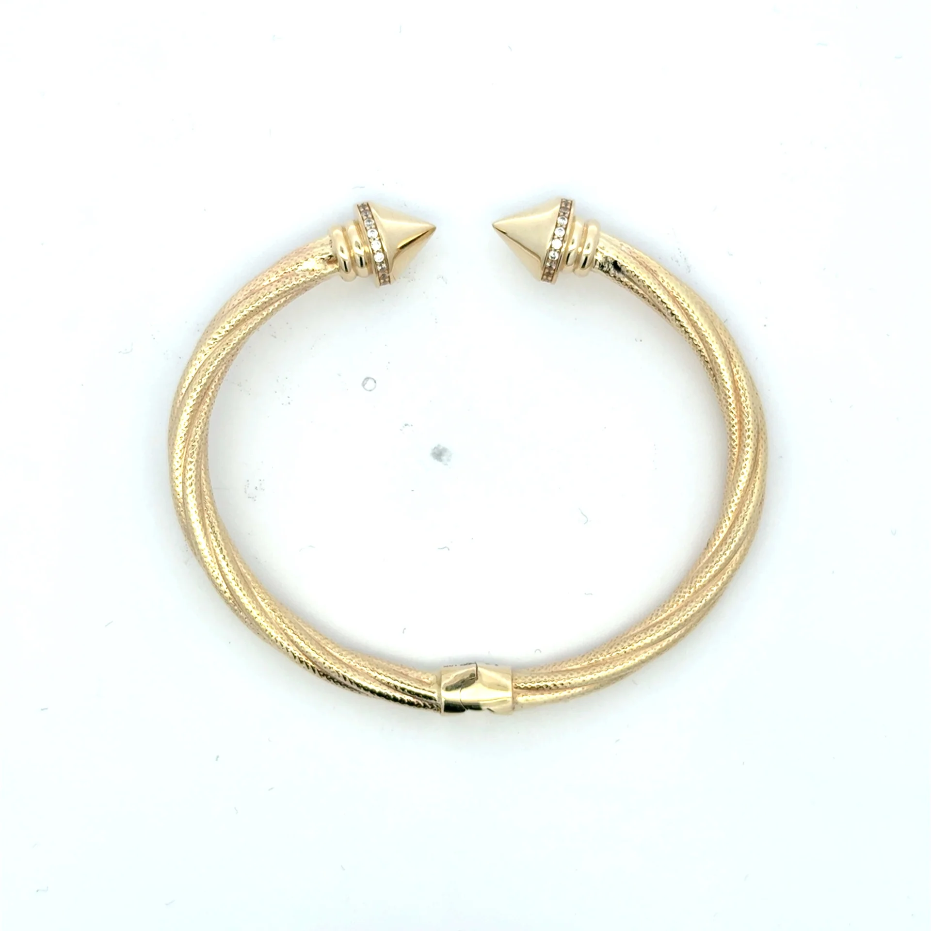 Bangle Hollow Double-Ended Twisted Nail with CZ 17 5mm 10K - Image 6