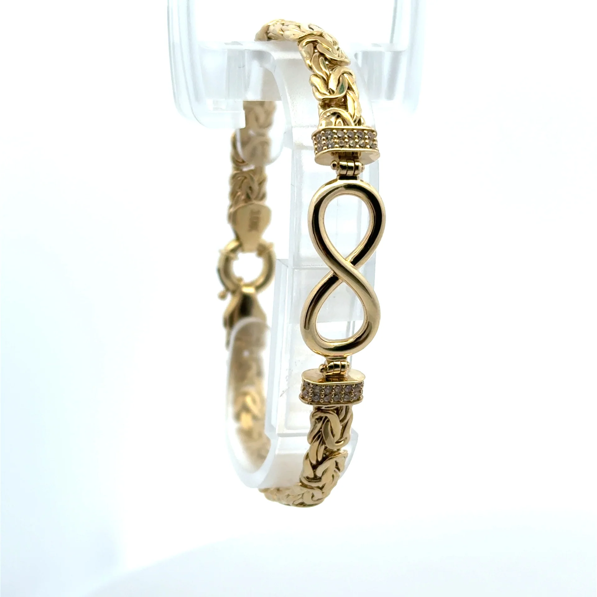 Bracelet Byzantine with Eight Shaped Detail & CZ 6.5mm 7.5" 10K - Image 3