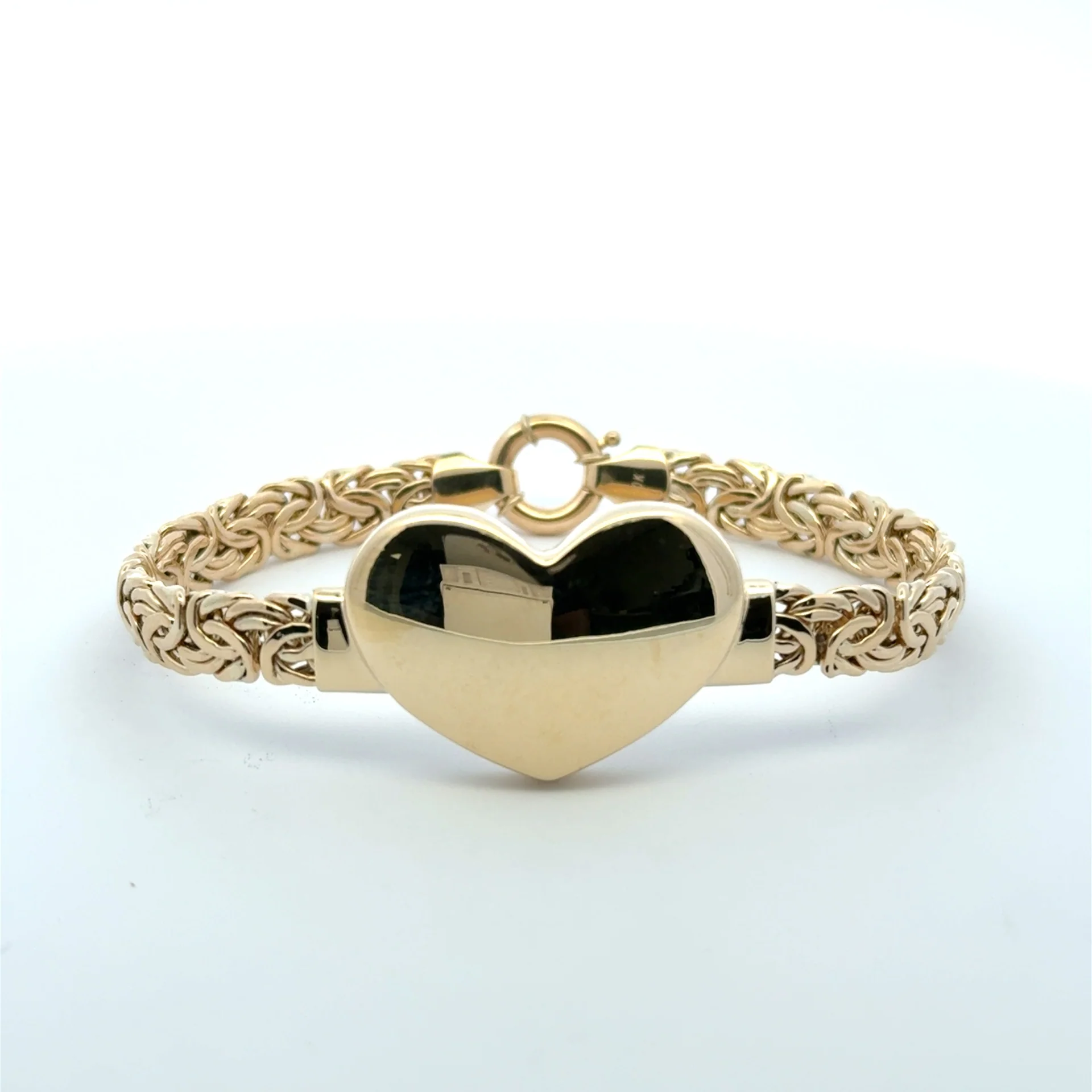 Bracelet Byzantine with Heart 7mm 7.5" 10K - Image 3
