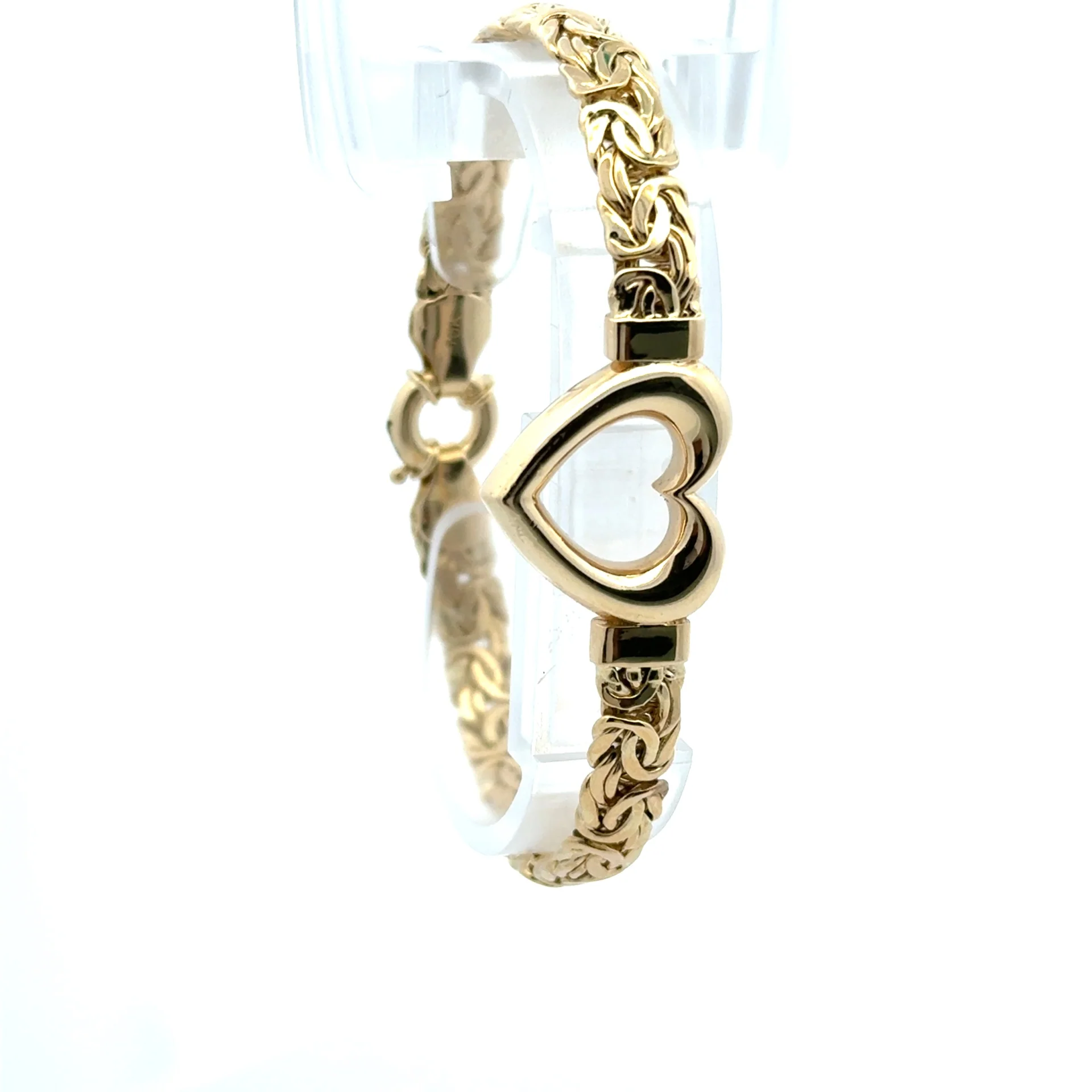 Bracelet Byzantine with Heart Shaped Detail 6.5mm 7" 10K - Image 3