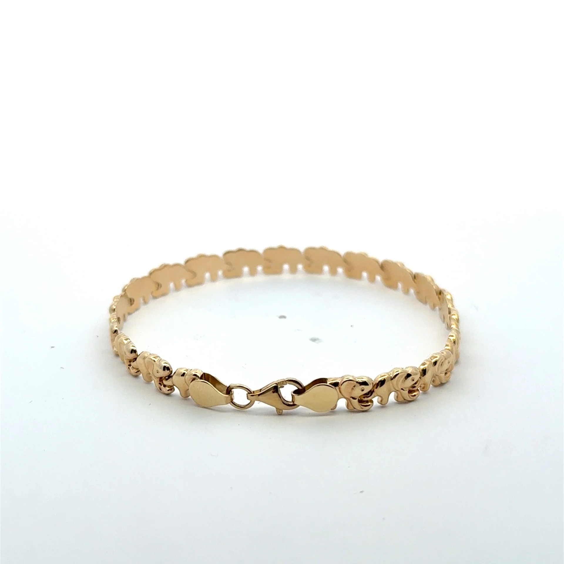 Bracelet Elephant Link with Lobster Lock 6.5mm 7.5" 10K