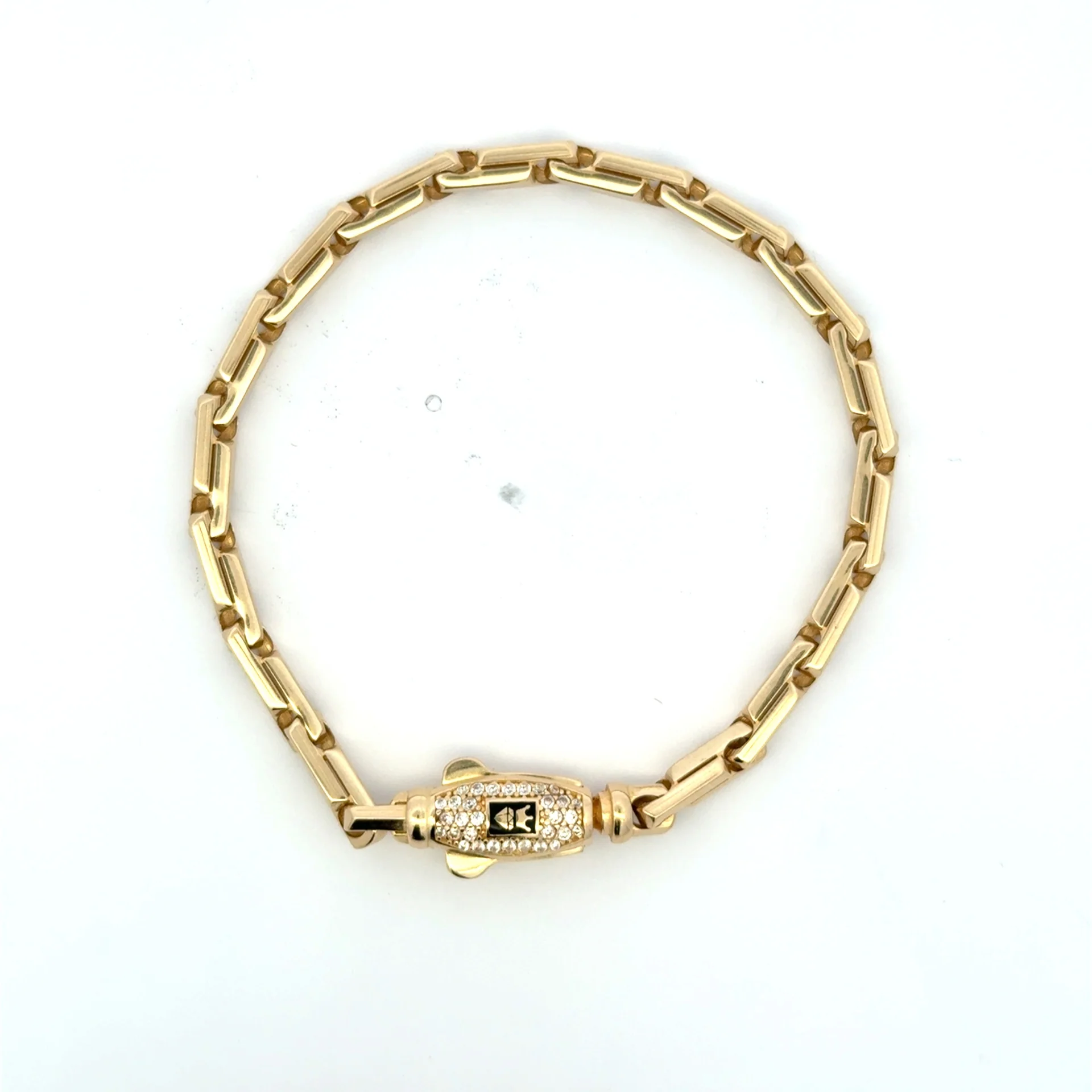 Bracelet Elongated 2in1 Bar Link 4.5mm 7.5" 14K