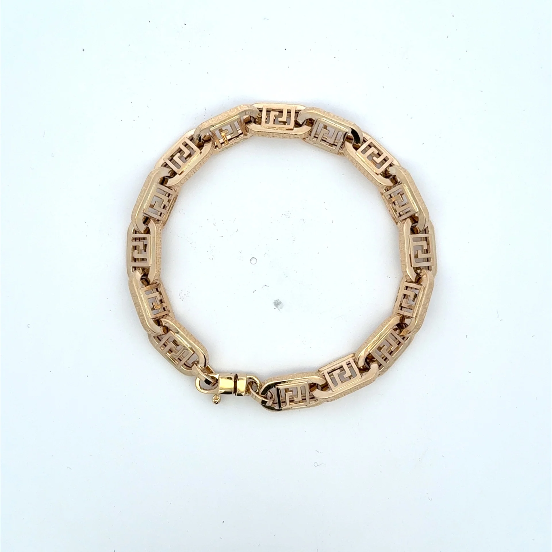 Bracelet Greek Key Link 8.5mm 8" 14K - Image 2