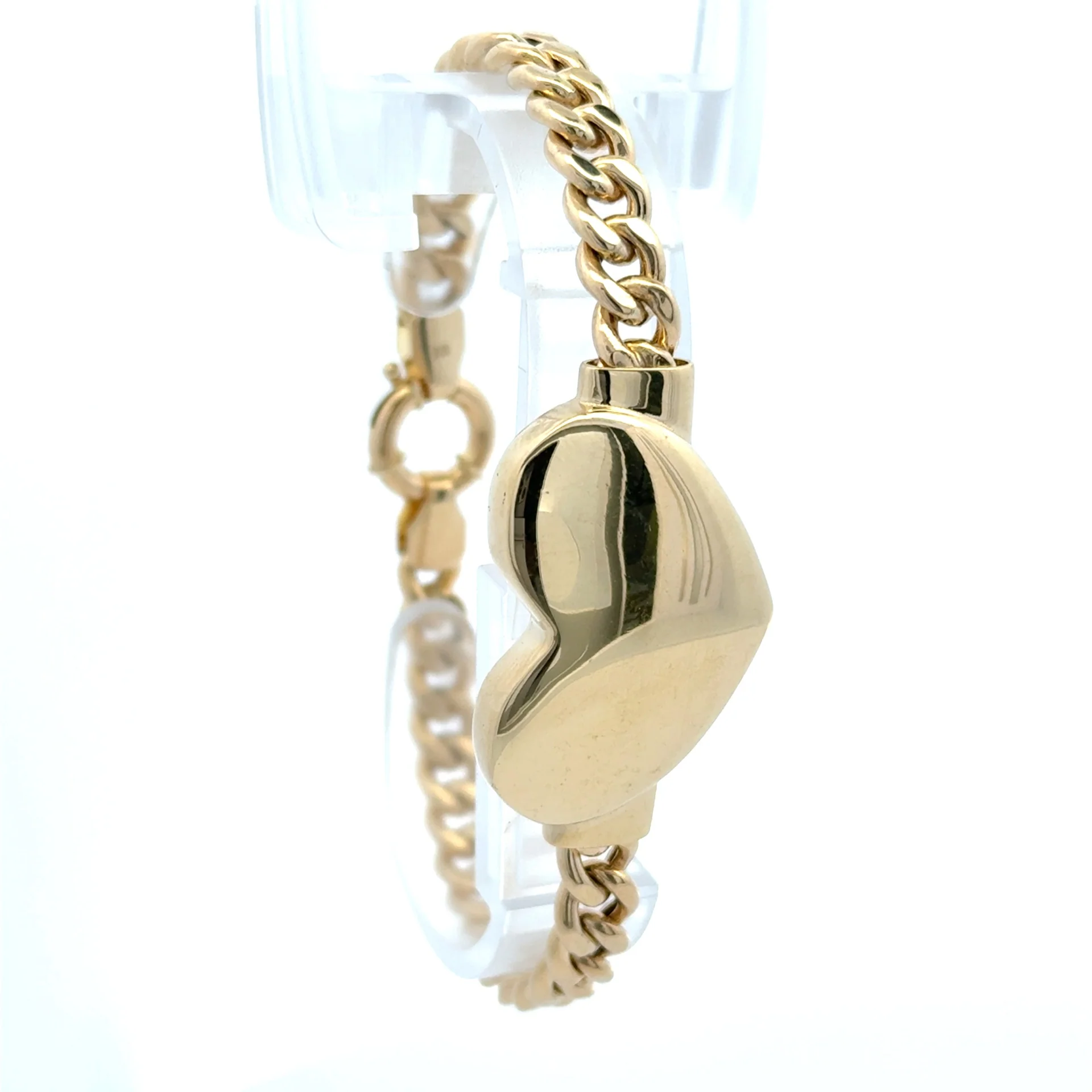 Bracelet Hollow Cuban with Heart 21mm 7.5" 10K - Image 4