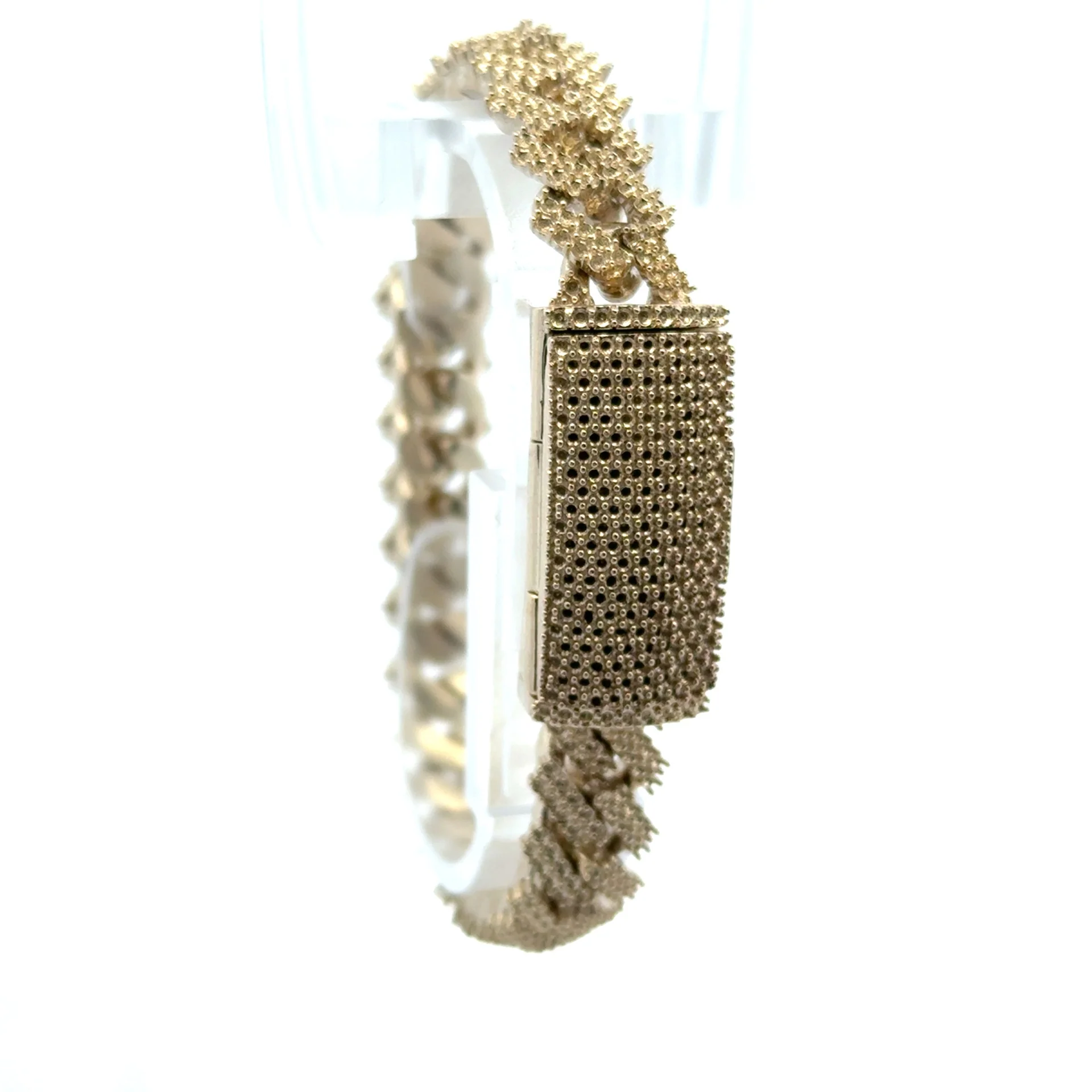Bracelet Iced Cuban without Stones White Gold 10.5mm 8" 10K
