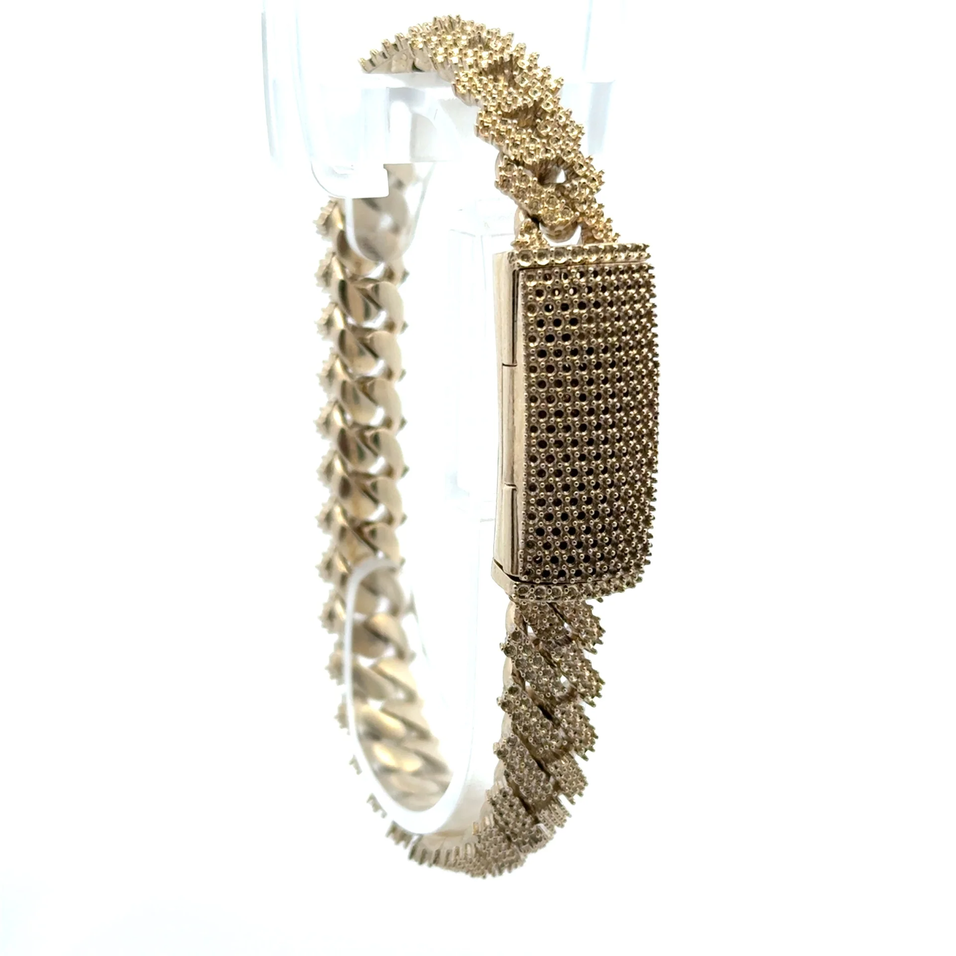 Bracelet Iced Cuban without Stones White Gold 11.5mm 8" 10K - Image 3