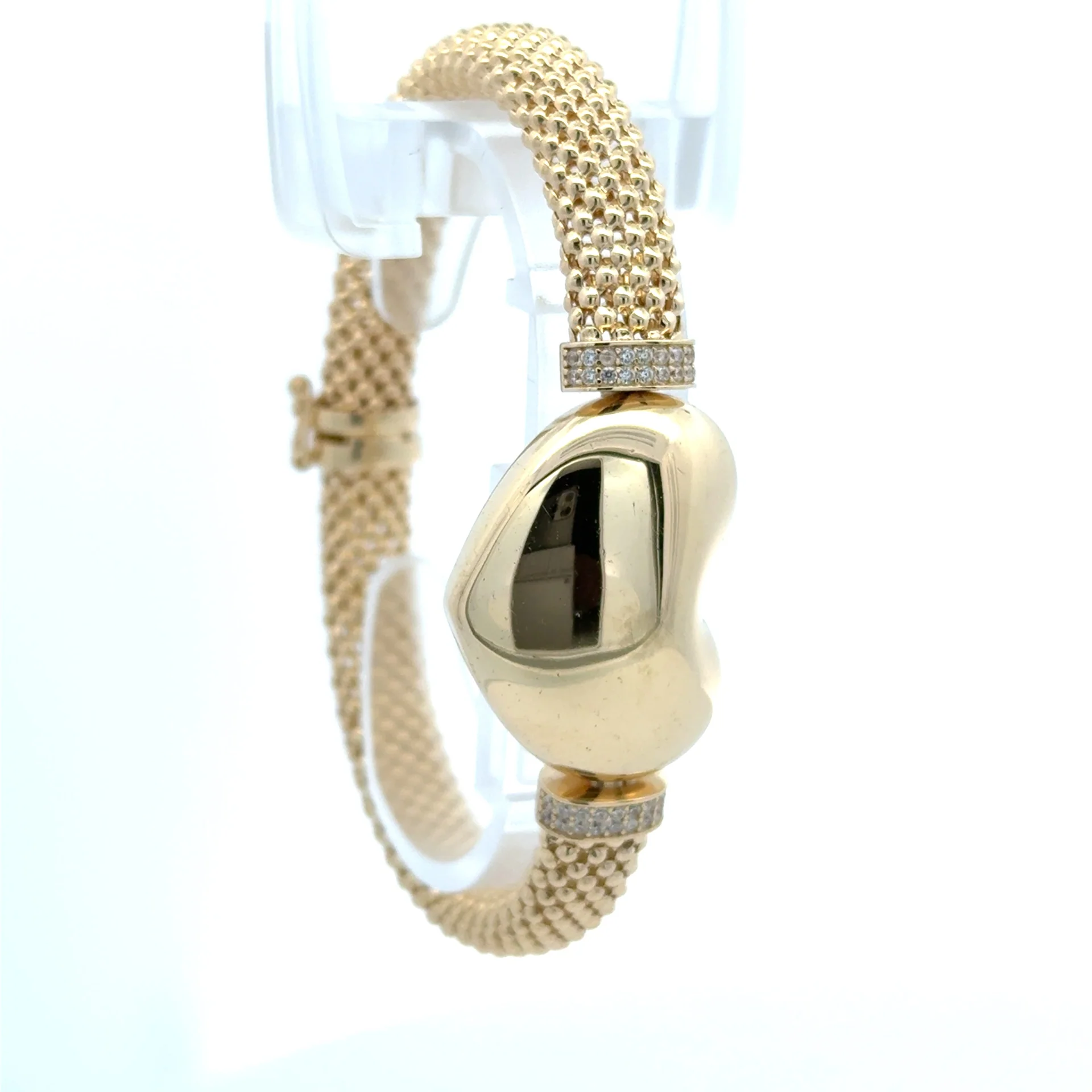 Bracelet Jessica with Heart & CZ 9mm 7.5" 10K - Image 3