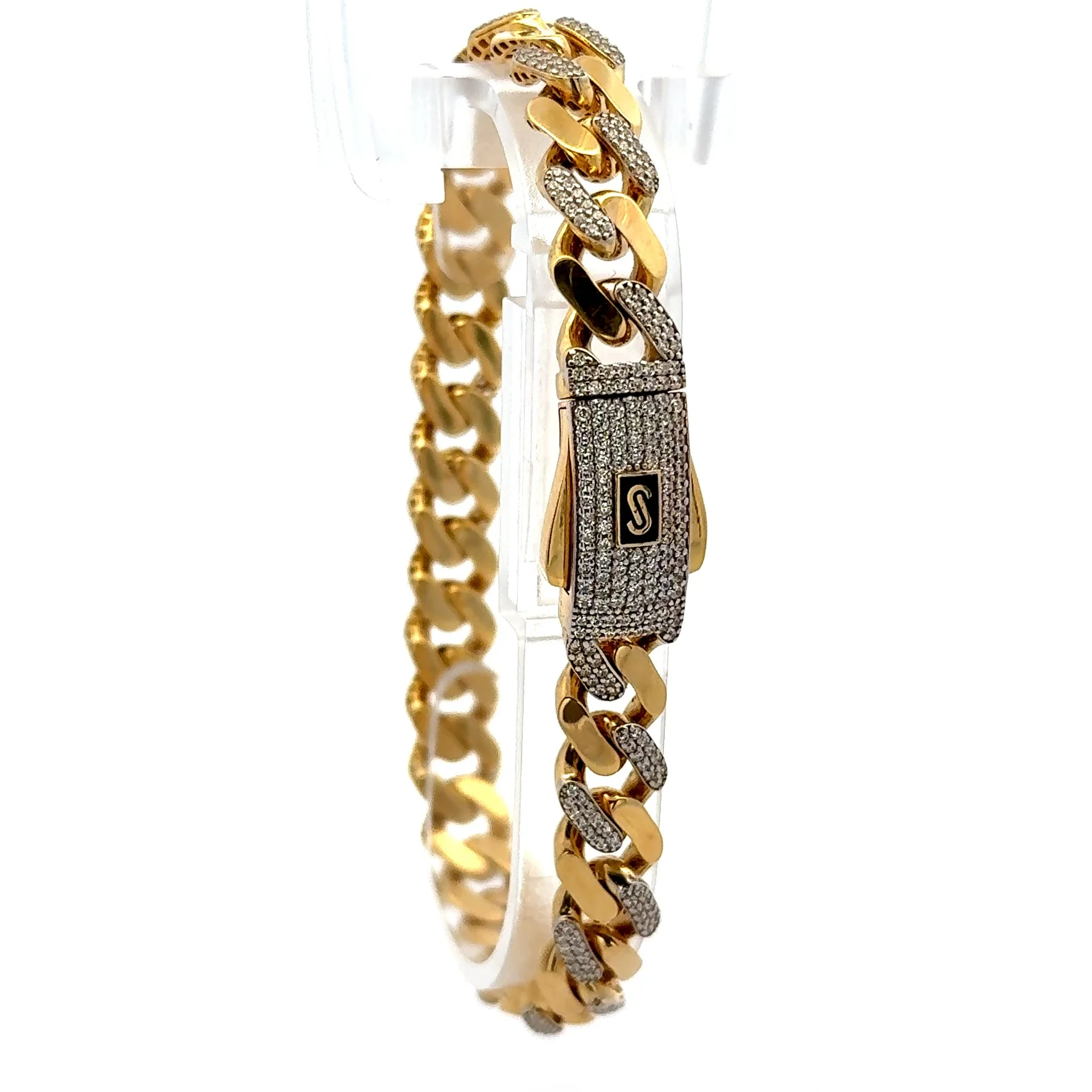 Bracelet Monaco CZ Half Iced 9mm 8.5" 14K - Image 2