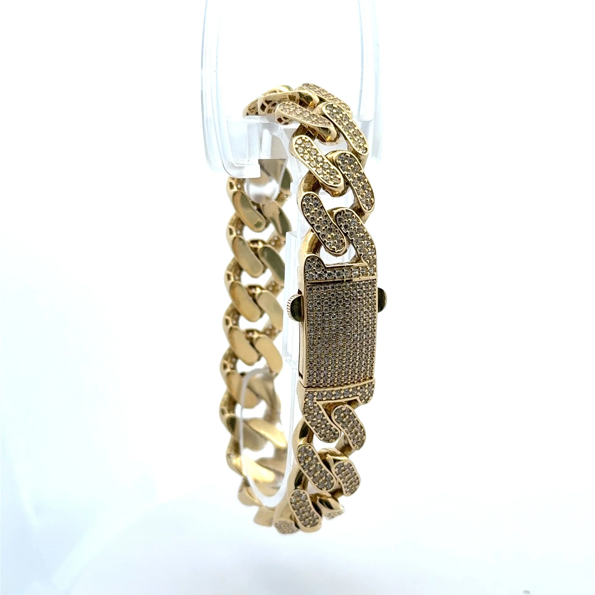 Bracelet Monaco CZ-Iced 15.5mm 9" 14K