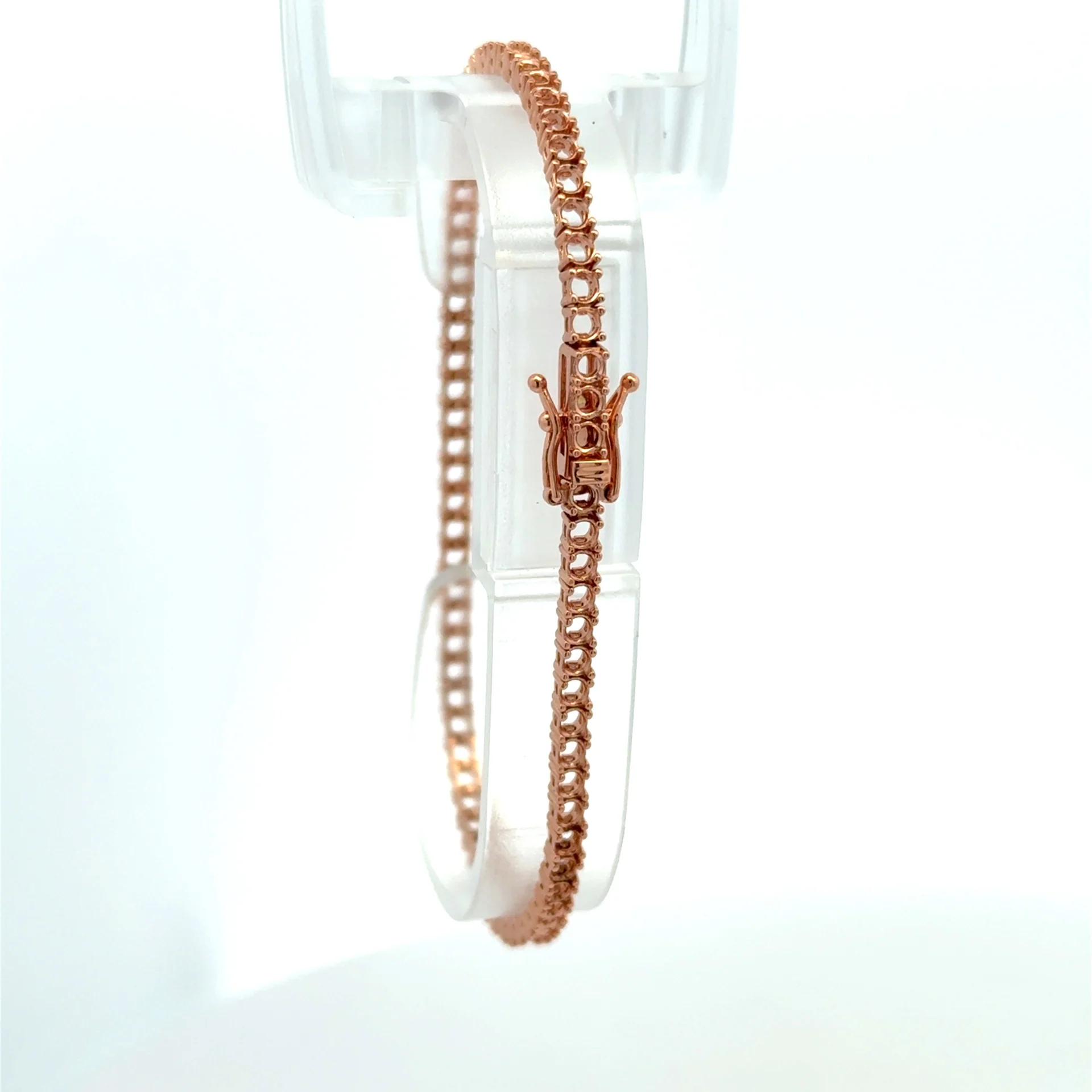 Bracelet Tennis without Stones Rose Gold 3mm 7" 10K - Image 4