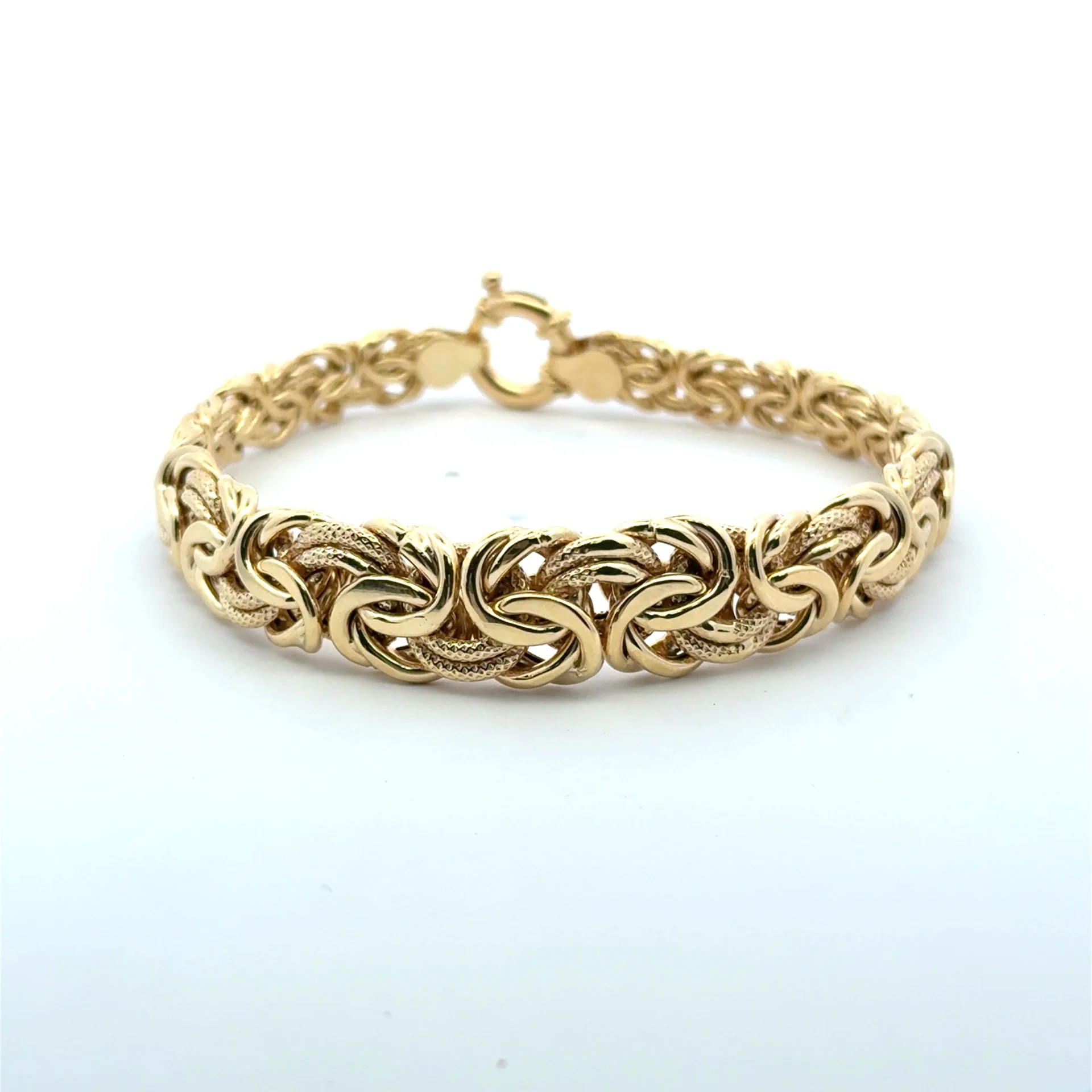 Bracelet Textured Byzantine Princess Cut 12mm 7.5" 10K - Image 2