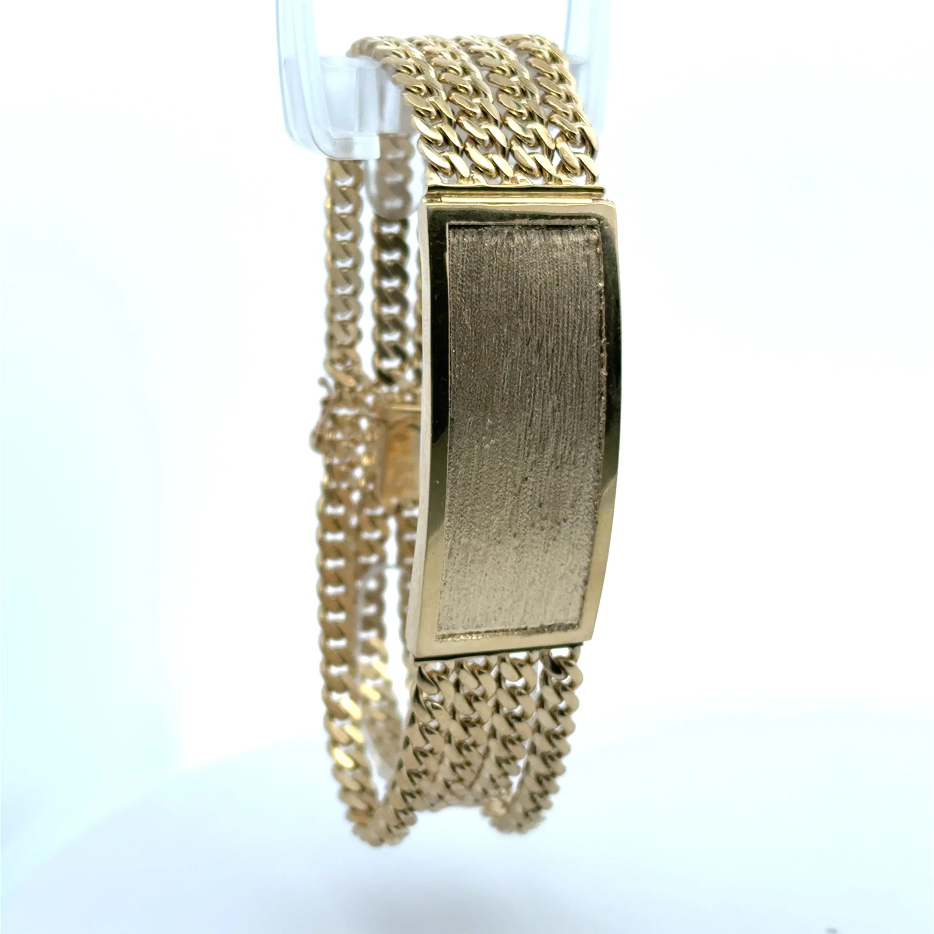 Bracelet Textured ID with Four Cuban Link 21mm 9" 10K - Image 3