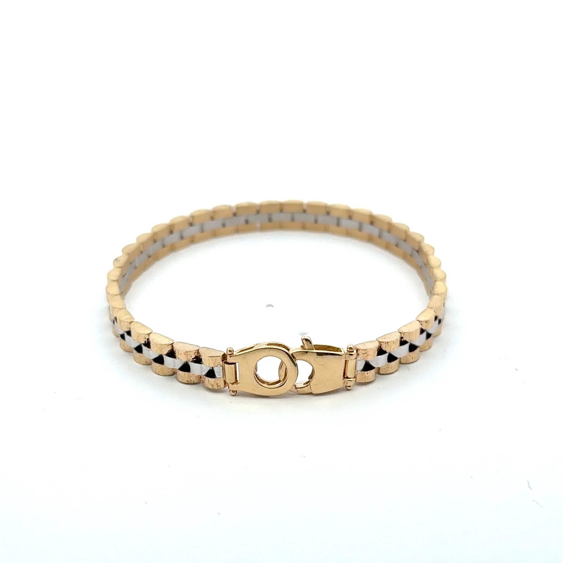 Bracelet Two-Tone Brick Link White 6mm 8.5" 14K - Image 2