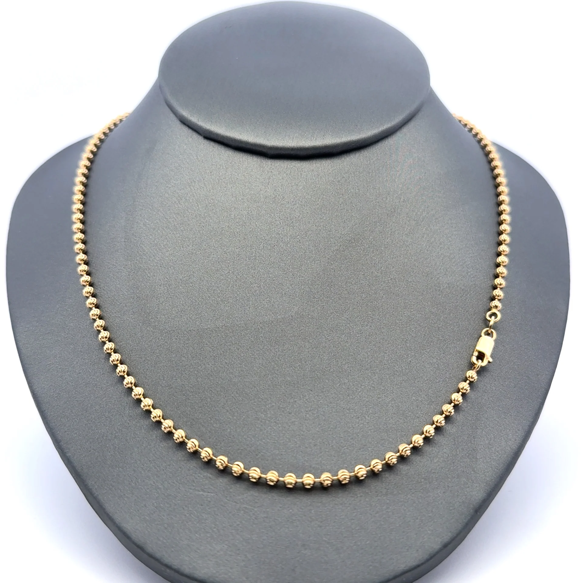 Chain Faceted Military Bead Ball 2.5mm 20" 10K