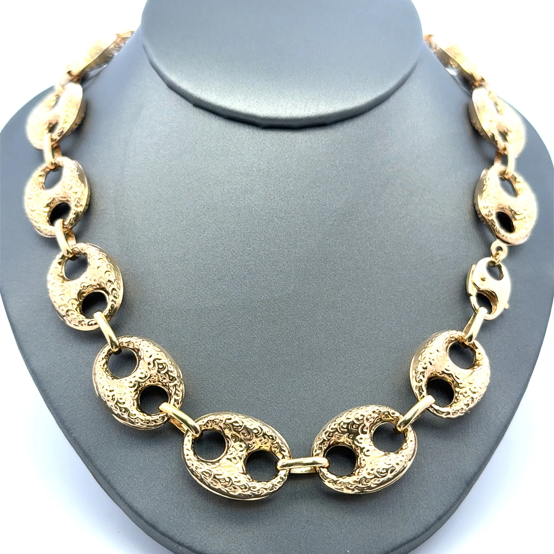 Chain Textured Mariner Puff 16.5mm 18" 10K