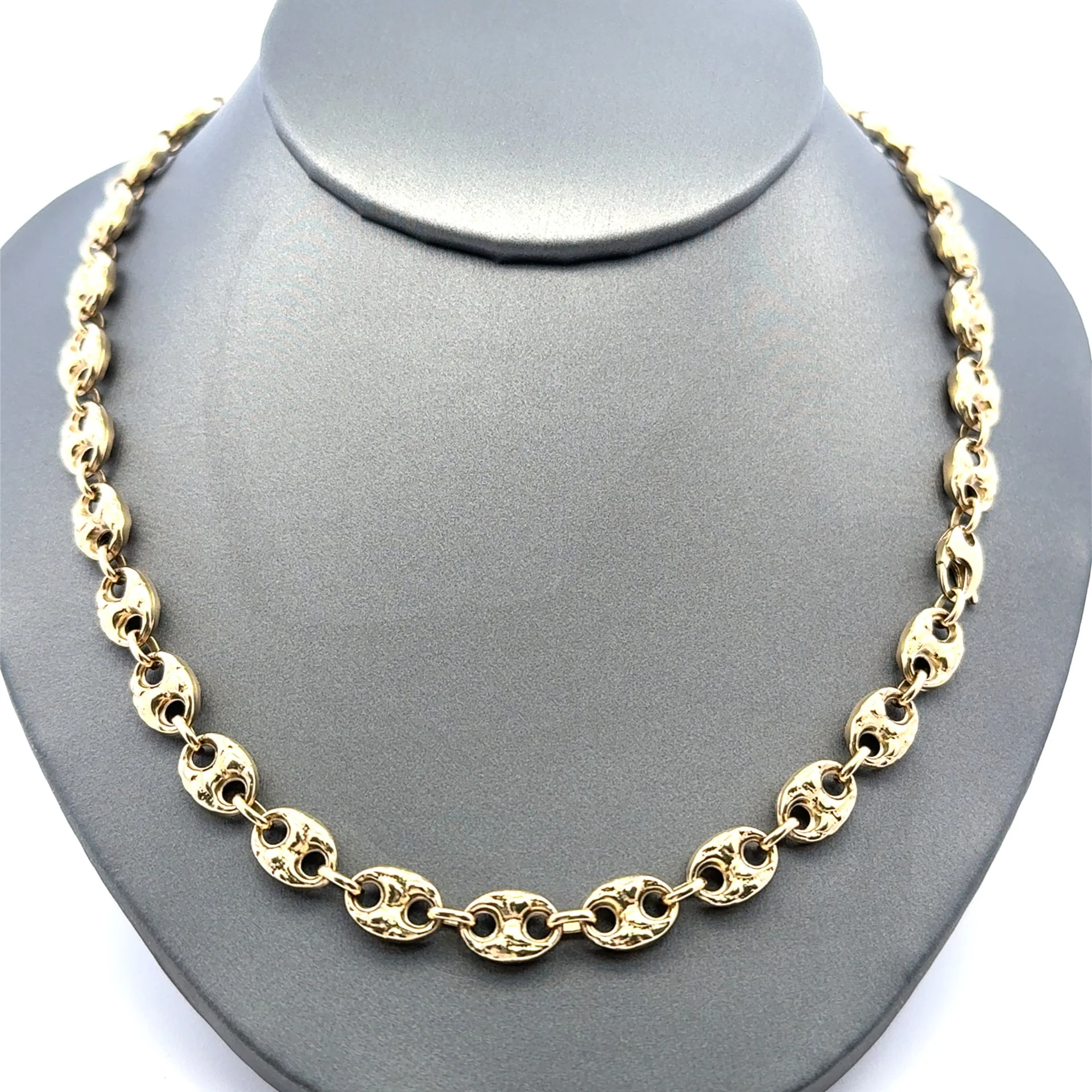Chain Textured Mariner Puff 7mm 18" 14K