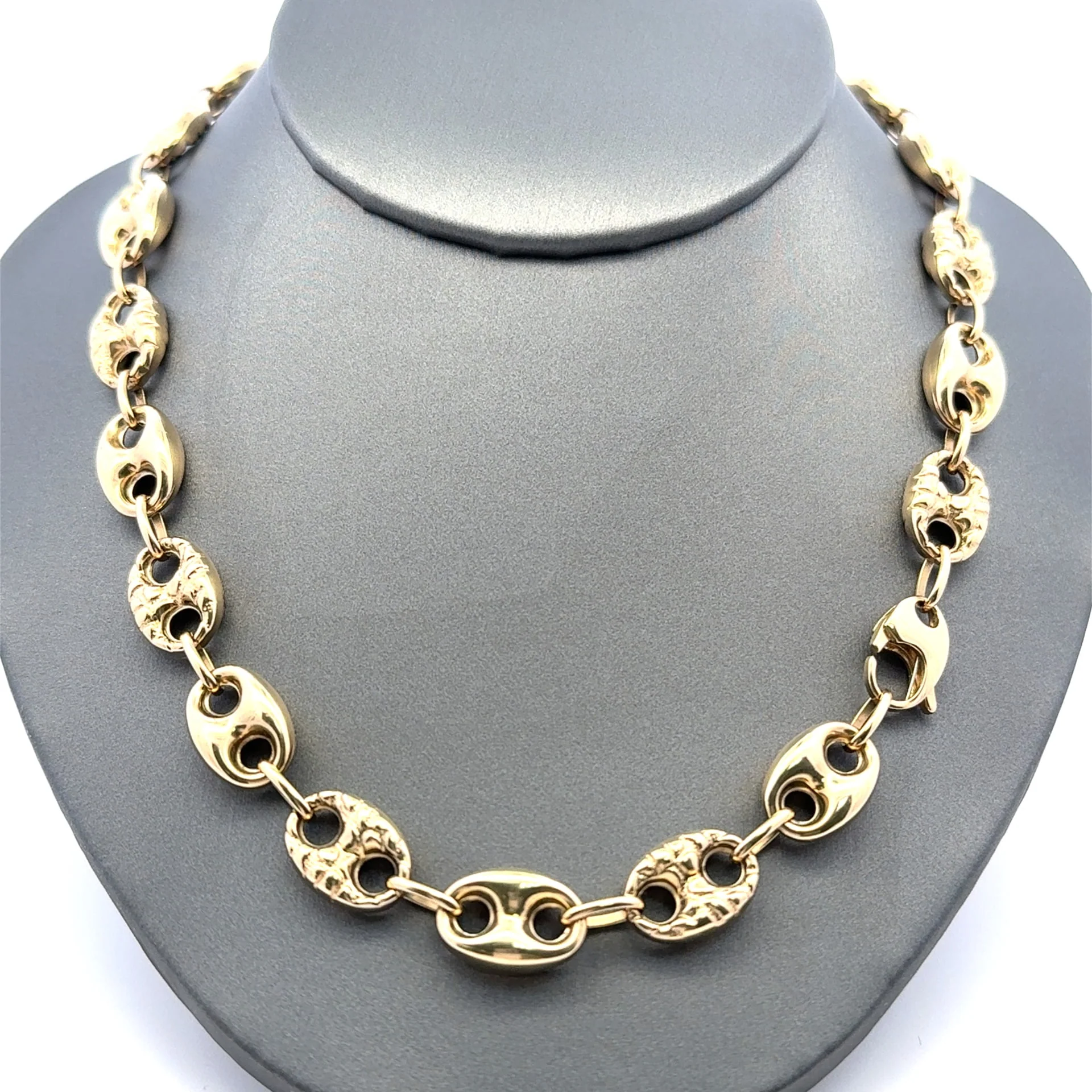 Chain Textured/Plain Mariner Puff 10mm 18" 14K - Image 2