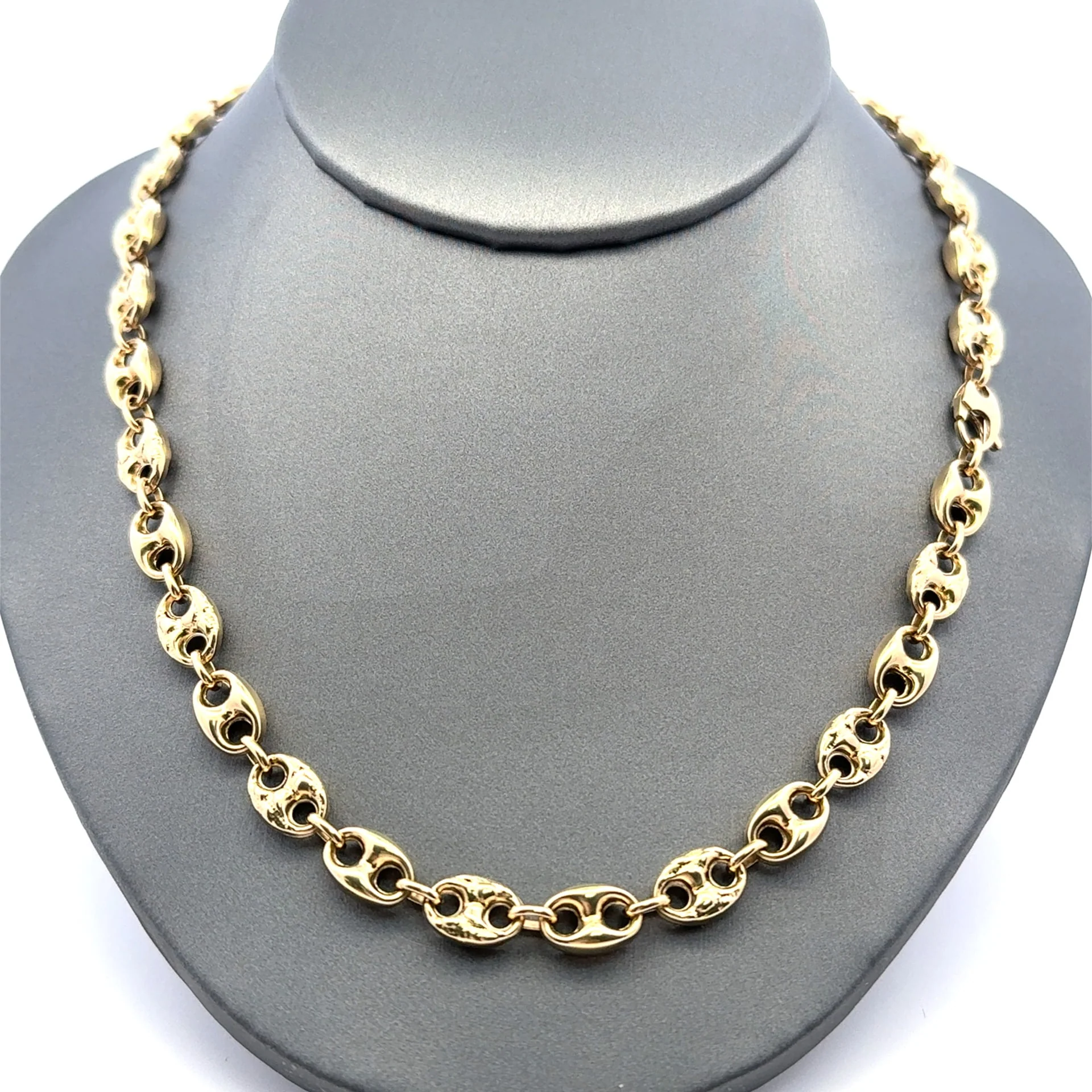 Chain Textured/Plain Mariner Puff 7mm 18" 14K - Image 2