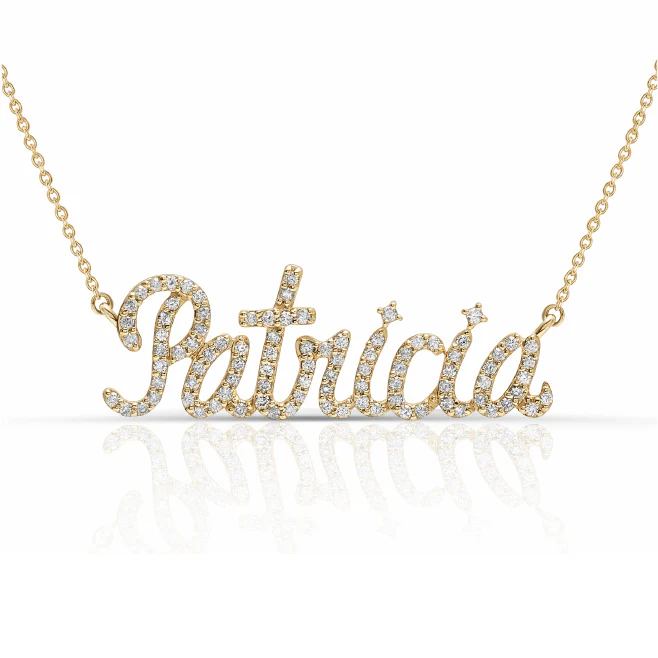 Diamond Name Plate in 14k Gold