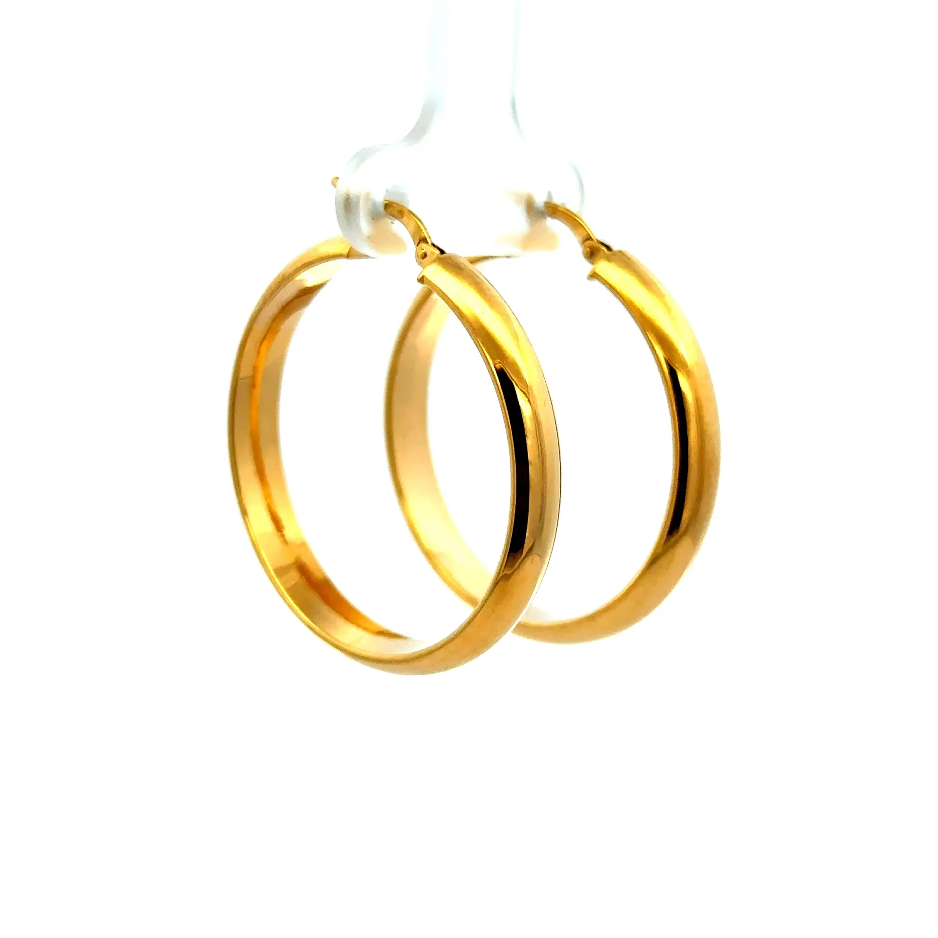 Earrings Plain Hoops 32.5 4mm 10K - Image 2