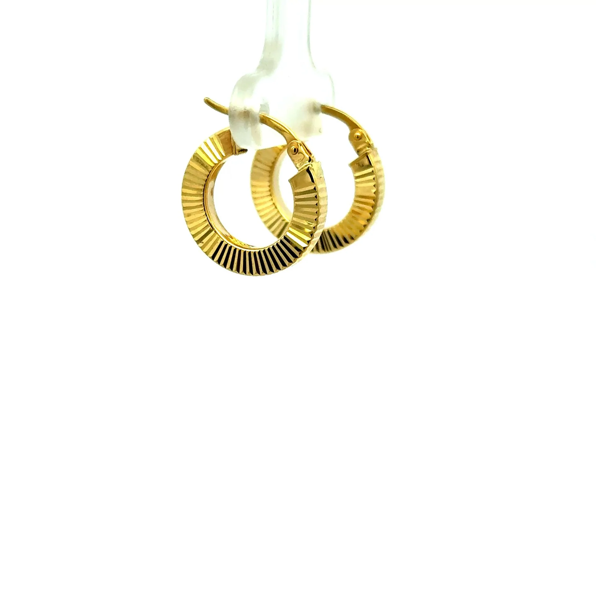Earrings Textured Hoops 17.5 3mm 10K - Image 5