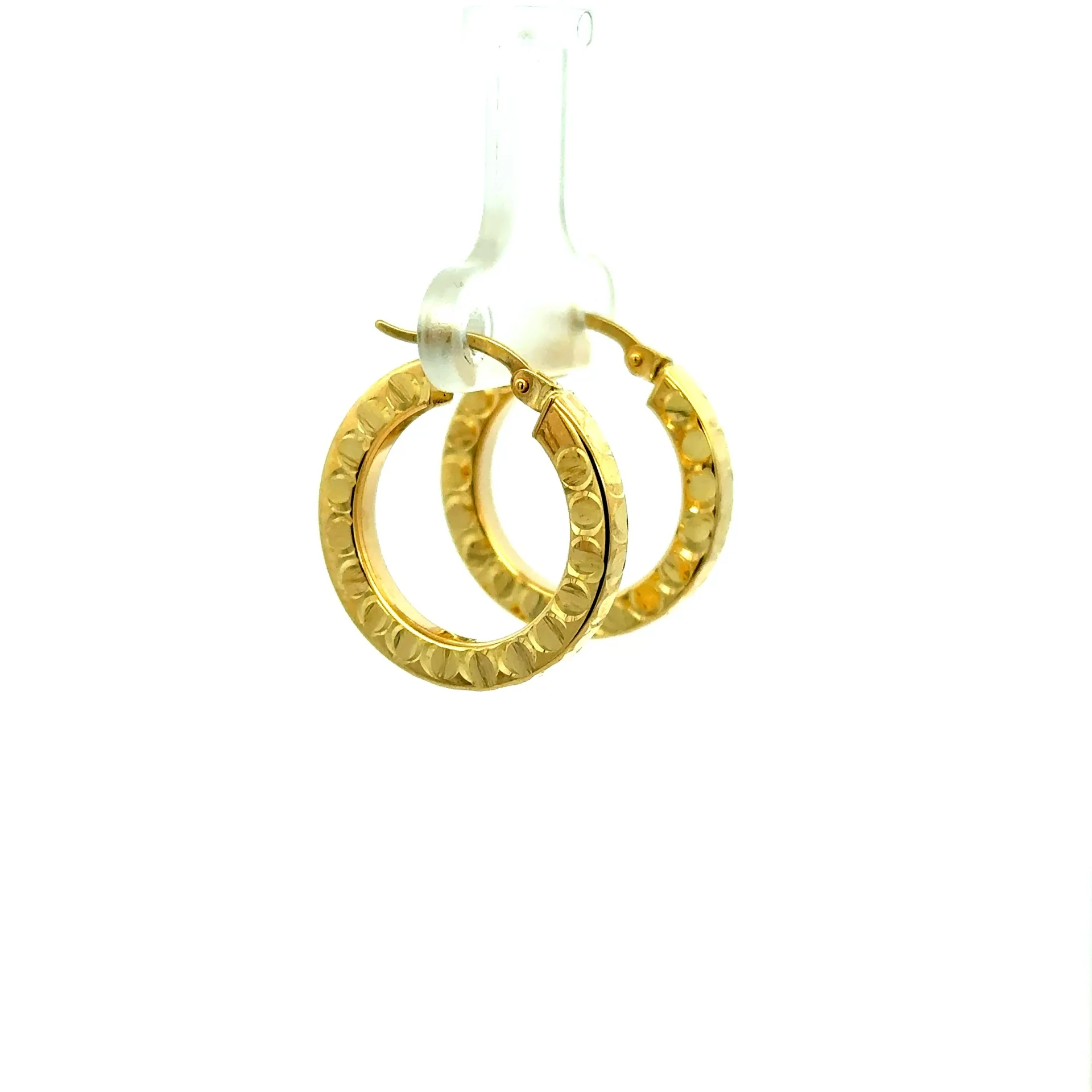 Earrings Textured Hoops 17.5 3mm 10K - Image 4
