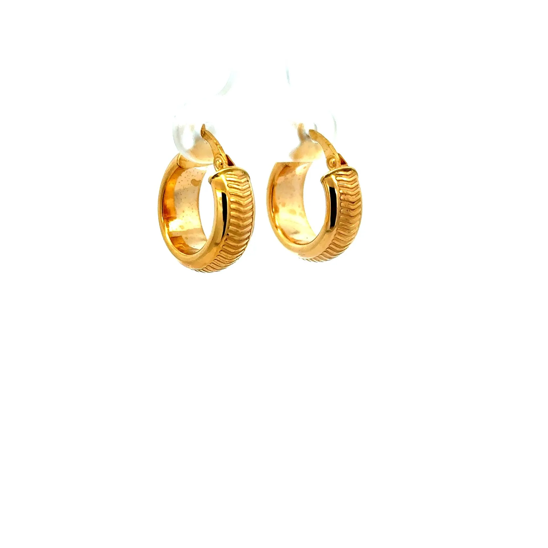 Earrings Textured Hoops 17.5 6mm 10K - Image 3