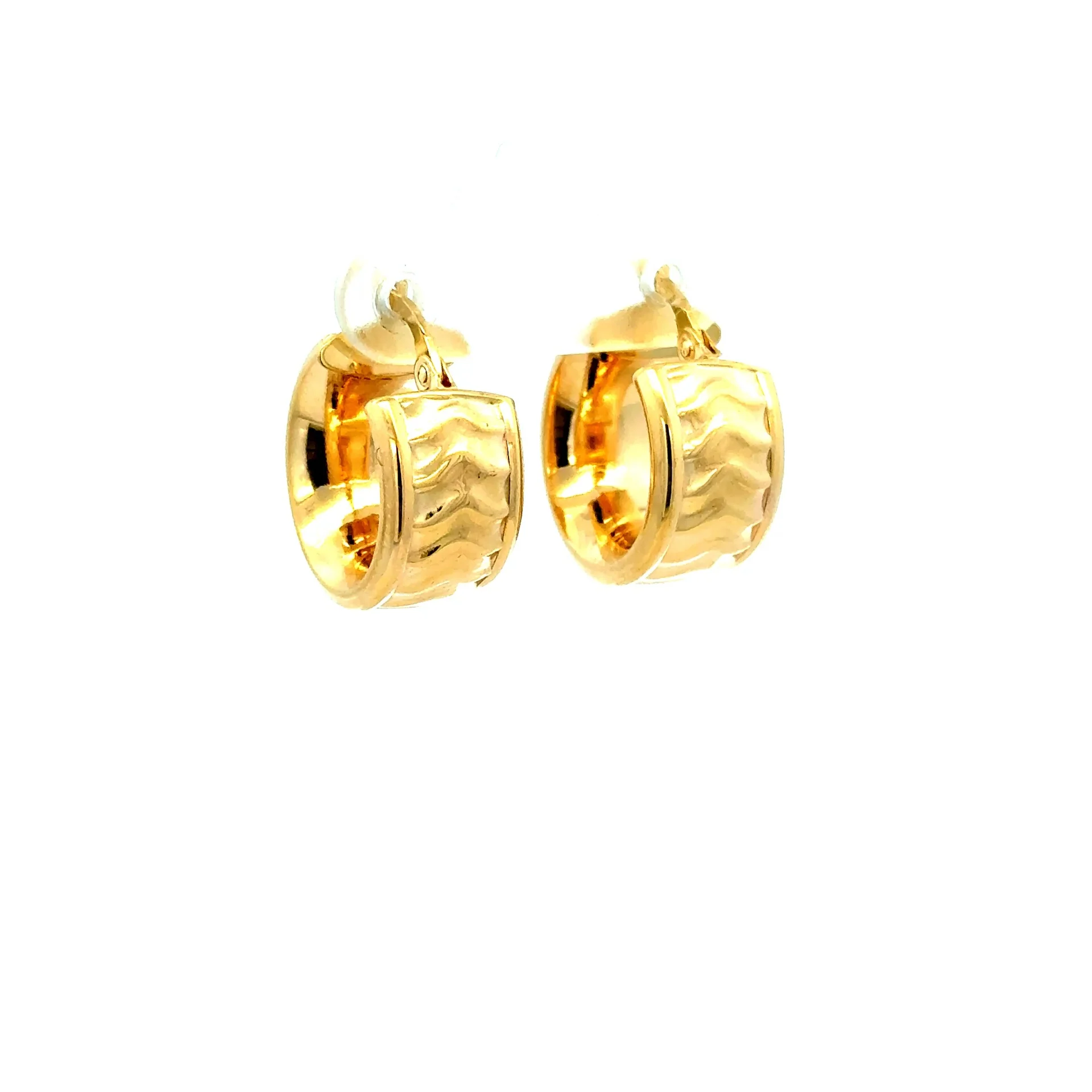 Earrings Textured Hoops 18.5 9.5mm 10K - Image 3