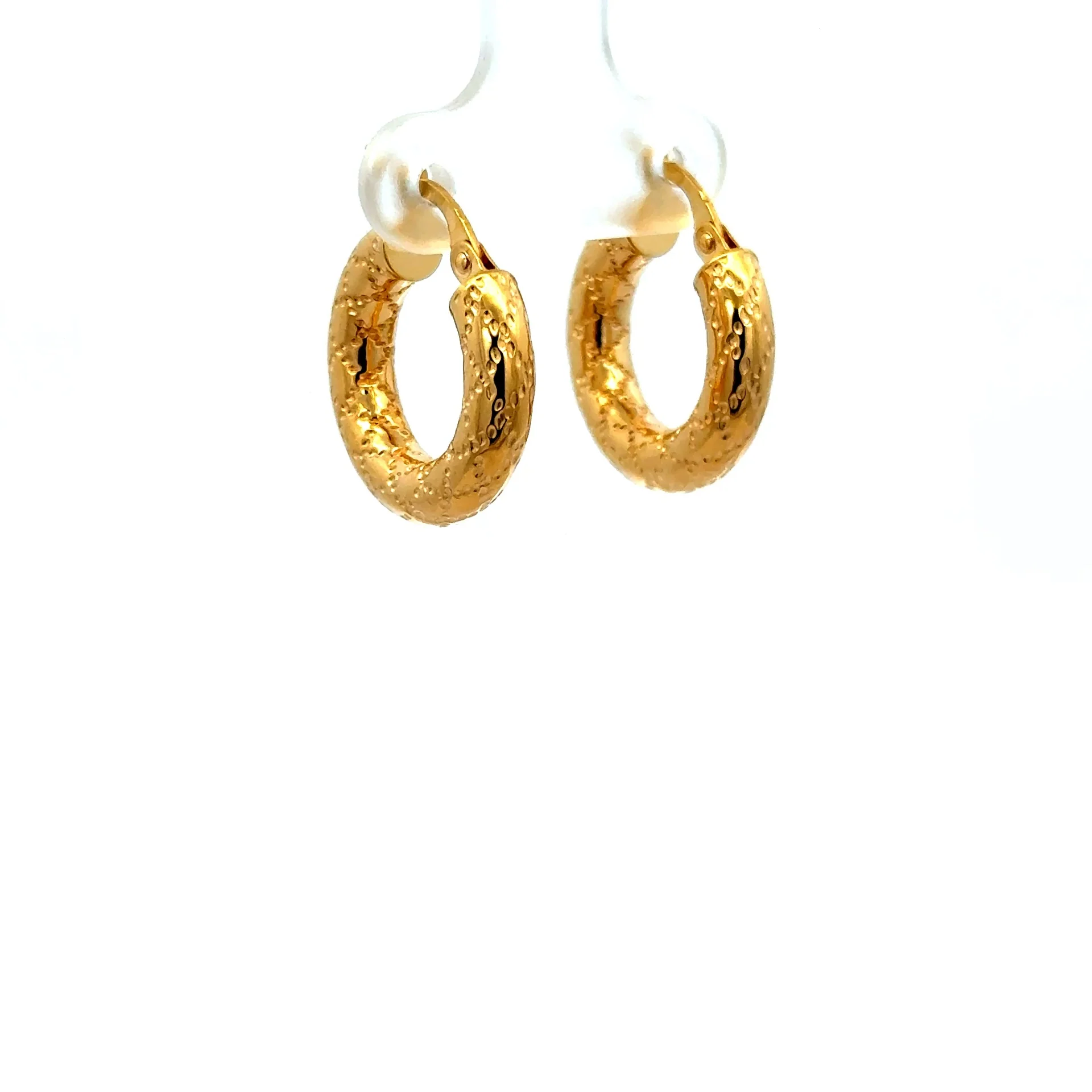 Earrings Textured Hoops 19.5 4mm 10K
